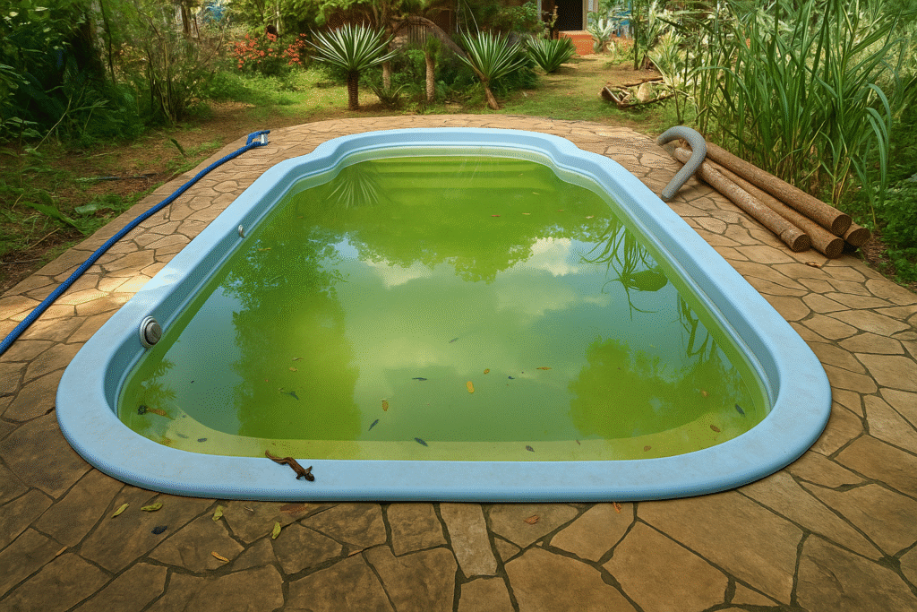 algas causando água verde na piscina