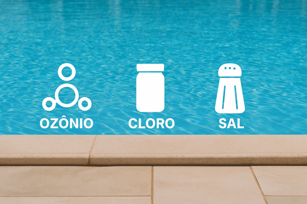 Comparação entre tratamento de piscina com cloro, ozônio e sal